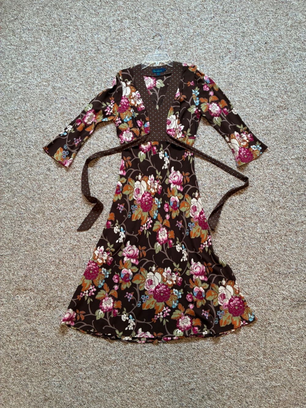 Boden Jersey MIDI Dress Floral with Dot Contrast, Size UK 10, US 6